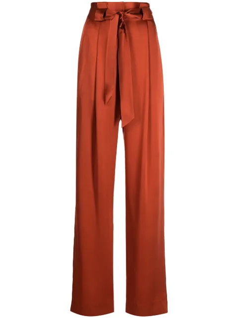 Michelle Mason high-waisted pleated silk trousers Red M6219