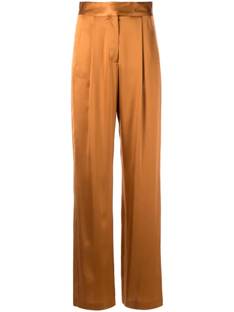Michelle Mason wide-leg silk satin trousers Orange M6189D