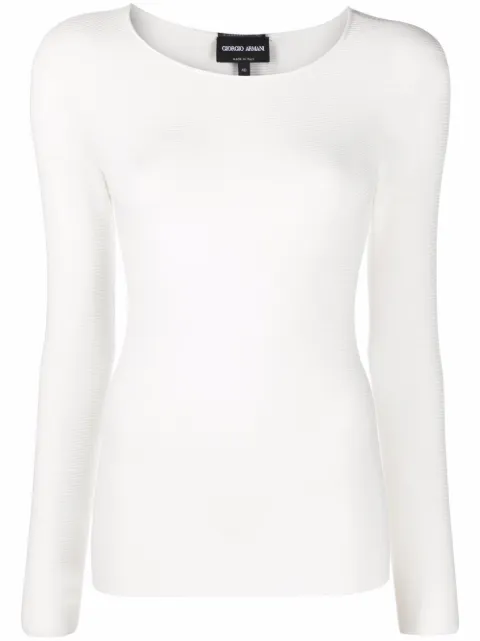 Giorgio Armani ribbed-knit fitted jumper White 8NAM31AM05Z