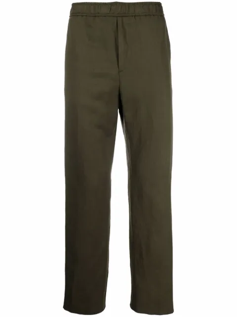 ETRO logo-tape detail straight-leg trousers Green 1W7251132