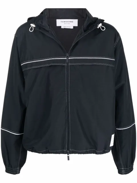 Thom Browne contrast-stitch hooded track jacket Blue MJT343A07651
