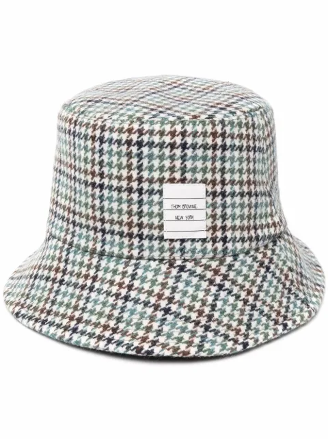 Thom Browne houndstooth name tag appliqué bucket hat Green MHC334AF0040