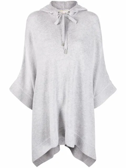 Michael Michael Kors fine-knit hooded cape Grey MH1607SCSN