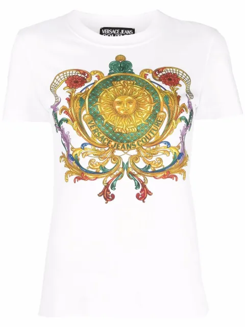 Versace Jeans Couture baroque-print T-shirt White 72HAHF02CJ00F