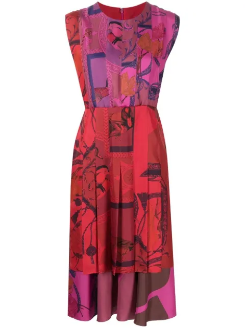 Ferragamo patterned silk midi dress Red 751870
