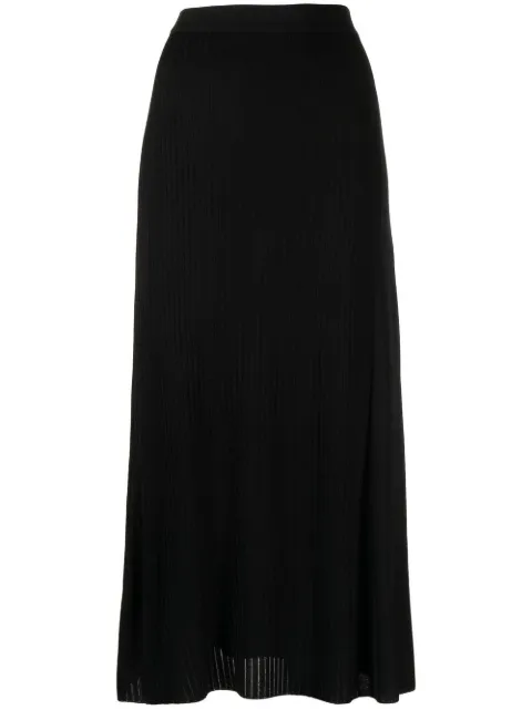 Ferragamo ribbed-knit A-line skirt Black 751552