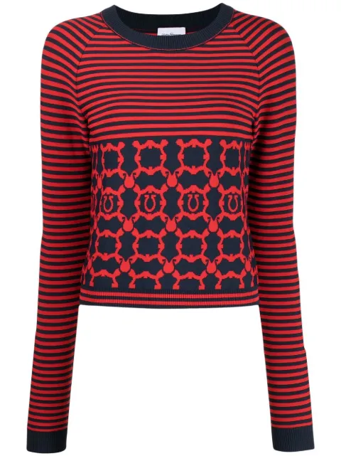 Ferragamo striped Gancini long-sleeve top Red 751776