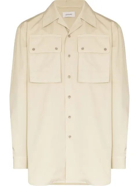 LEMAIRE flap-pocket cotton shirt Neutrals M221SH190LF699