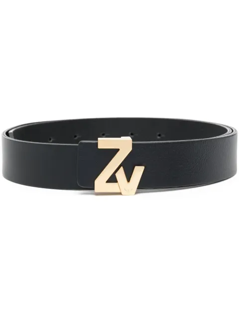 Zadig&Voltaire logo-plaque leather belt Black LWBT00002