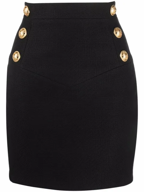 Balmain button-detail high-waisted skirt Black XF1LB375CB11