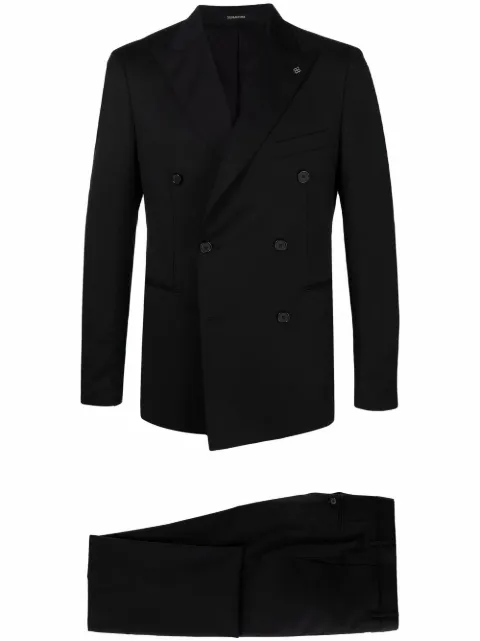 Tagliatore fitted double-breasted suit Black 2FBR20A01060001