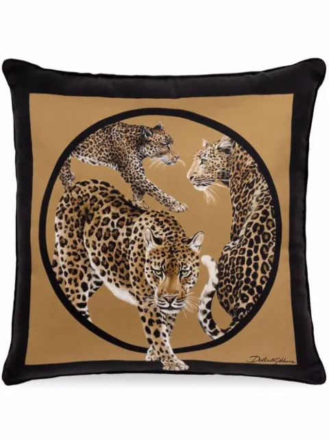Dolce & Gabbana small leopard-print silk cushion Brown TCE001TCAA3