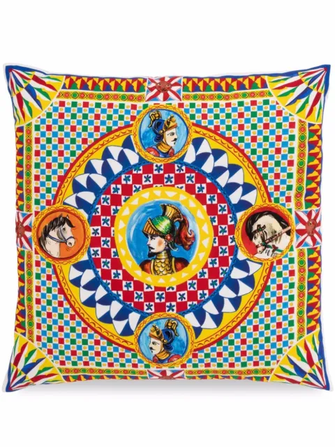 Dolce & Gabbana small Carretto-print square cushion White TCE001TCA97