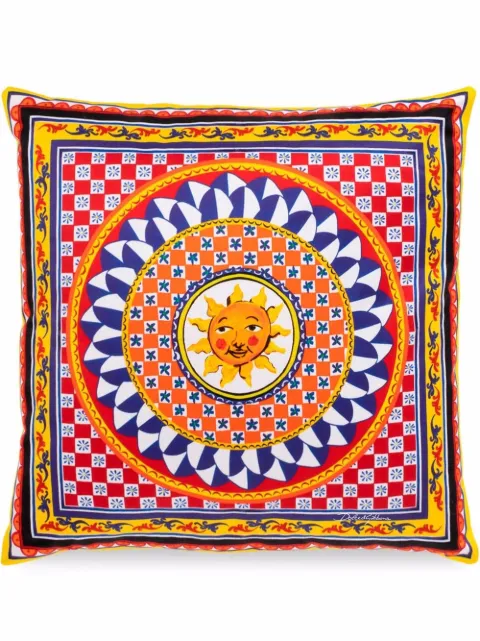 Dolce & Gabbana small Carretto-print duchesse cotton cushion Red TCE001TCA95