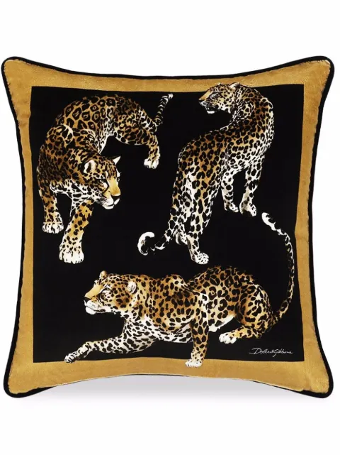 Dolce & Gabbana small Leopardo-print velvet cushion Black TCE001TCAA5