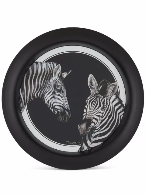 Dolce & Gabbana zebra-print lacquered tray Black TC0053TCA59