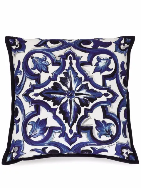 Dolce & Gabbana small Blu Mediterraneo-print canvas cushion White TCE001TCAA2
