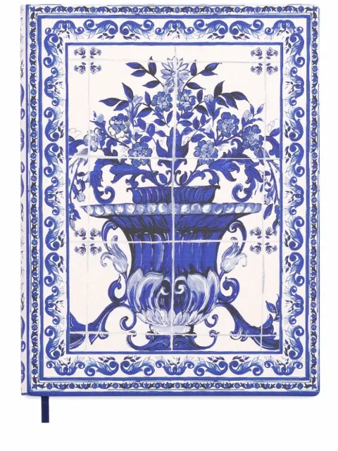 Dolce & Gabbana large Mediterraneo-print ruled notebook Blue TCC026TCAE7