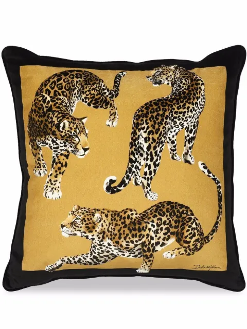 Dolce & Gabbana medium Leopardo-print velvet cushion Yellow TCE002TCAA5