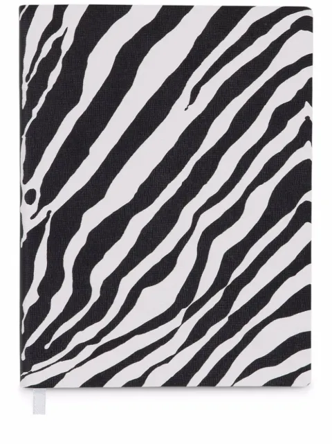 Dolce & Gabbana large zebra-print leather ruled notebook White TCC026TCAF0
