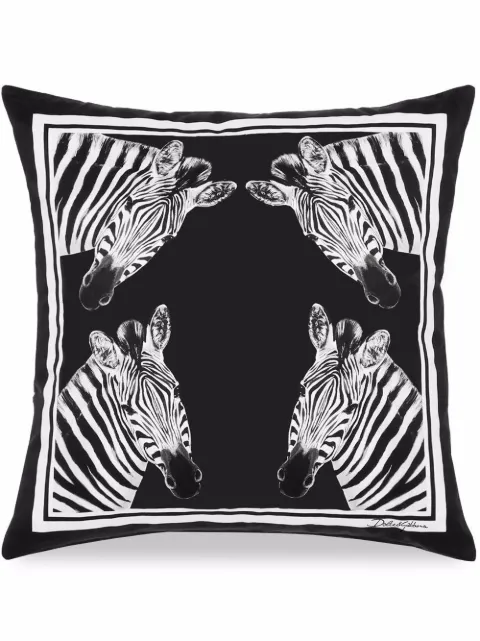 Dolce & Gabbana small zebra-print duchesse cotton cushion Black TCE001TCAA8