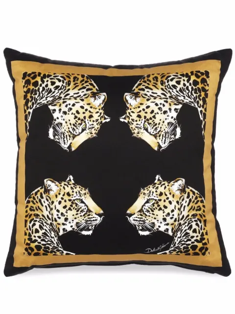 Dolce & Gabbana small Leopardo-print duchesse cotton cushion Black TCE001TCAA4