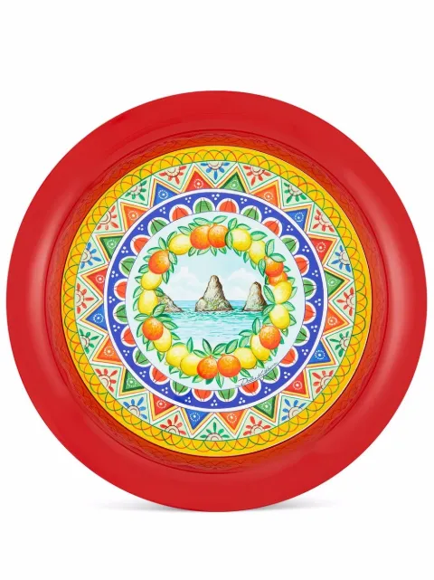 Dolce & Gabbana Carretto-print metal tray (42cm) Red TC0053TCA59
