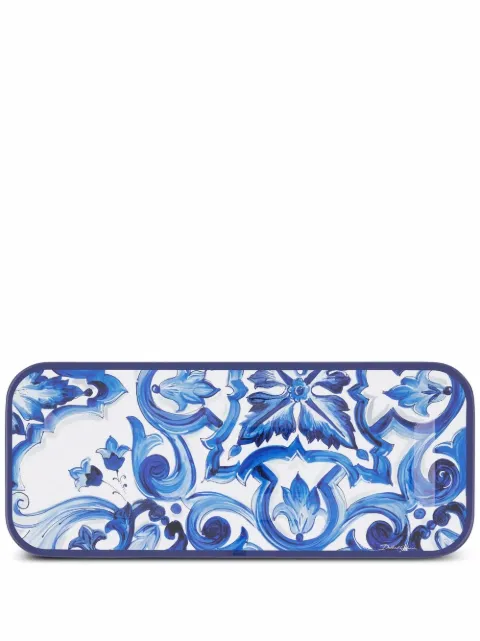 Dolce & Gabbana small Mediterraneo-print wooden tray Blue TC0017TCA69