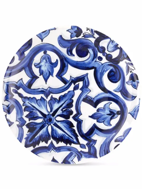 Dolce & Gabbana Blu Mediterraneo-print porcelain charger plate (31cm) White TC0010TCA38