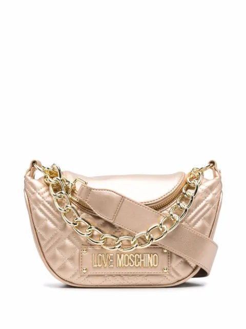 Love Moschino logo plaque quilted tote bag Gold JC4311PP0ELA0