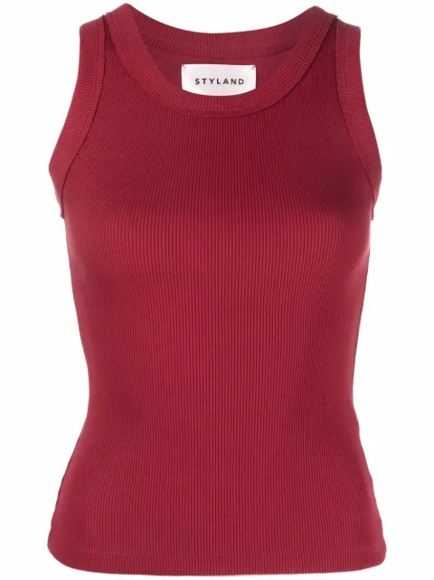 STYLAND fine-ribbed tank top Red T018C204