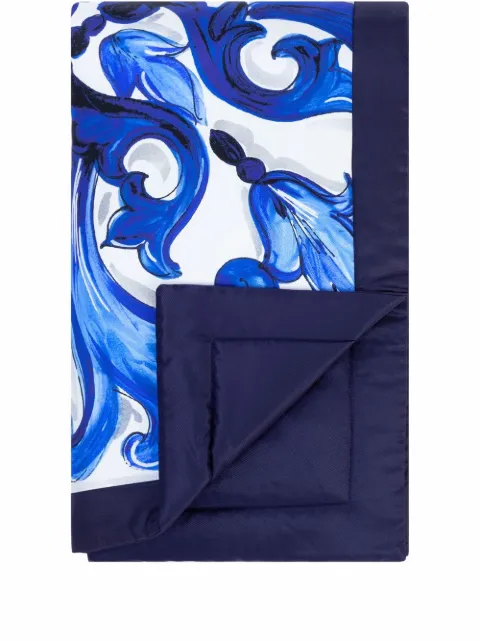 Dolce & Gabbana Mediterranean-print silk blanket Blue TCE014TCAB7