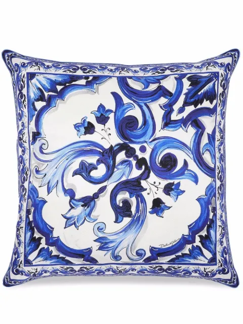 Dolce & Gabbana medium Mediterraneo-print silk cushion Blue TCE002TCA98