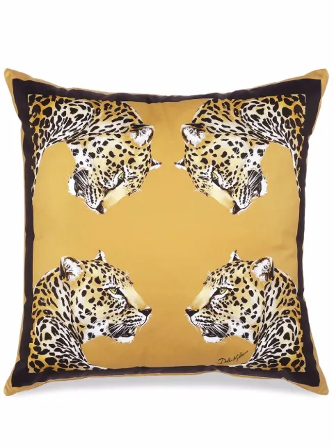 Dolce & Gabbana medium Leopardo-print duchesse cotton cushion Yellow TCE002TCAA4
