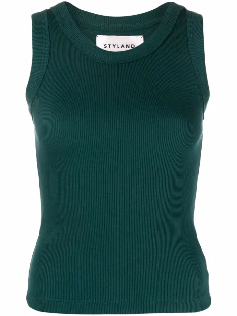 STYLAND ribbed-knit vest top Green T018C204