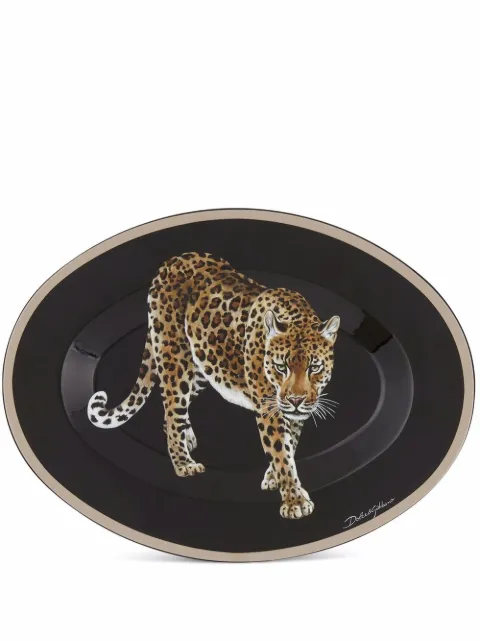Dolce & Gabbana leopard-print wooden tray Black TC0054TCA69