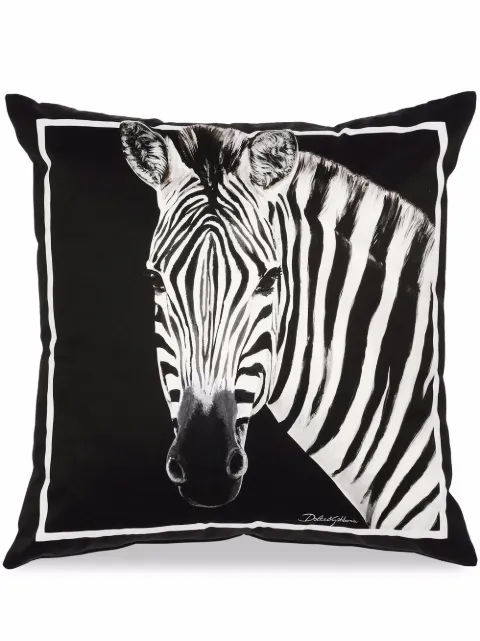 Dolce & Gabbana medium zebra-print duchesse cotton cushion Black TCE002TCAA8