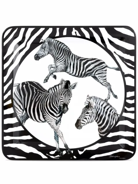 Dolce & Gabbana zebra-print wooden large tray White TC0022TCA69
