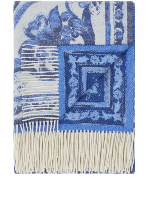 Dolce & Gabbana Mediterranean jacquard blanket Blue TCE012TCAB0