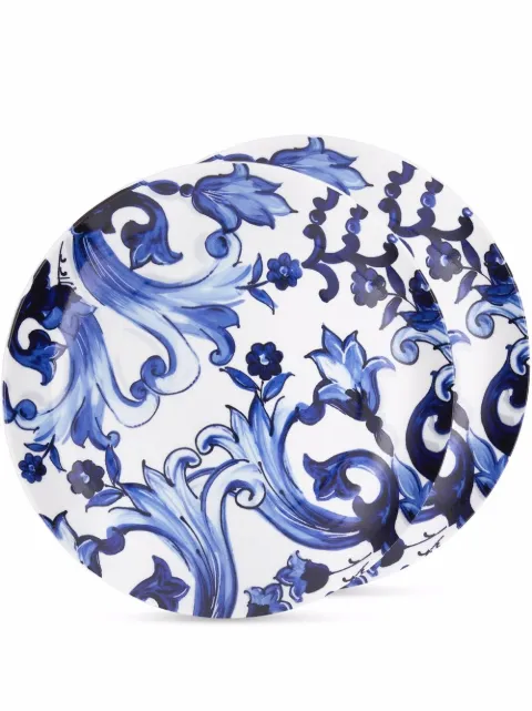Dolce & Gabbana Blu Mediterraneo porcelain soup plates (set of two) White TC0S05TCA40