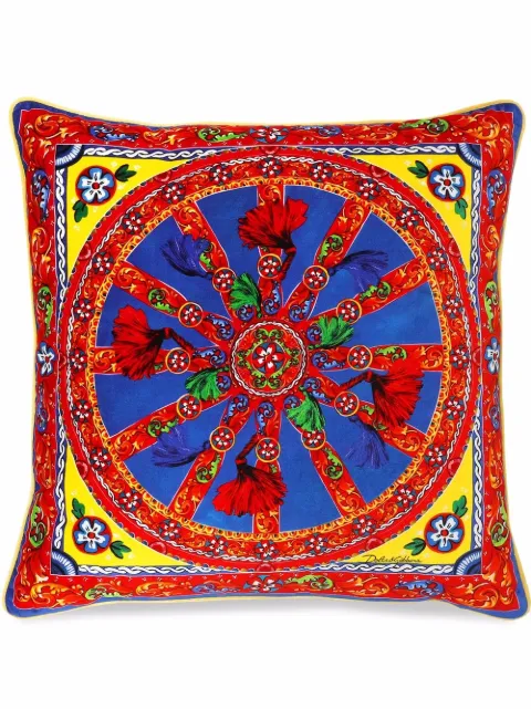 Dolce & Gabbana medium Carretto-print velvet cushion Red TCE002TCA96