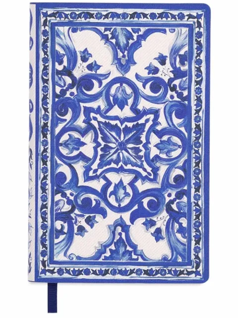 Dolce & Gabbana small Mediterraneo-print ruled notebook Blue TCC024TCAE7