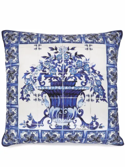 Dolce & Gabbana Mediterraneo-print silk cushion White TCE001TCA98