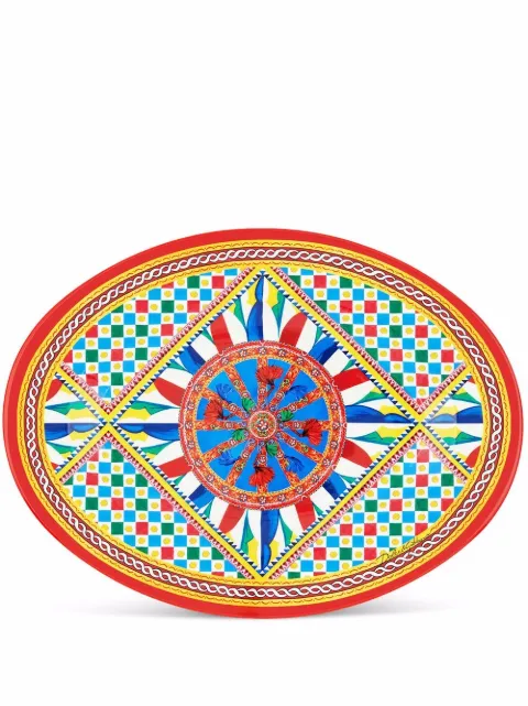 Dolce & Gabbana Carretto-print wood tray Red TC0054TCA69