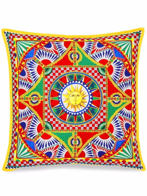 Dolce & Gabbana medium Carretto-print square canvas cushion Red TCE002TCA97UC091