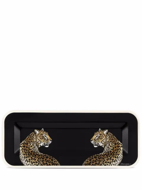 Dolce & Gabbana small leopard-print wood tray Black TC0017TCA69
