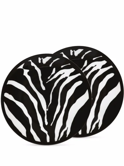 Dolce & Gabbana zebra-print porcelain bread plates (set of 2) White TC0S02TCA70