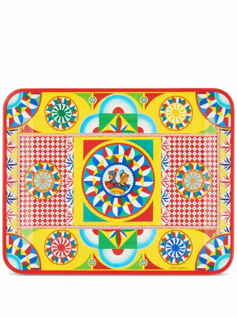 Dolce & Gabbana medium Carretto-print wood tray White TC0018TCA69