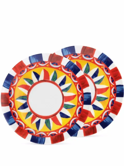 Dolce & Gabbana Carretto-print porcelain bread plates (set of 2) White TC0S02TCA31