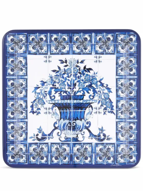 Dolce & Gabbana large Mediterraneo-print wooden tray Blue TC0022TCA69